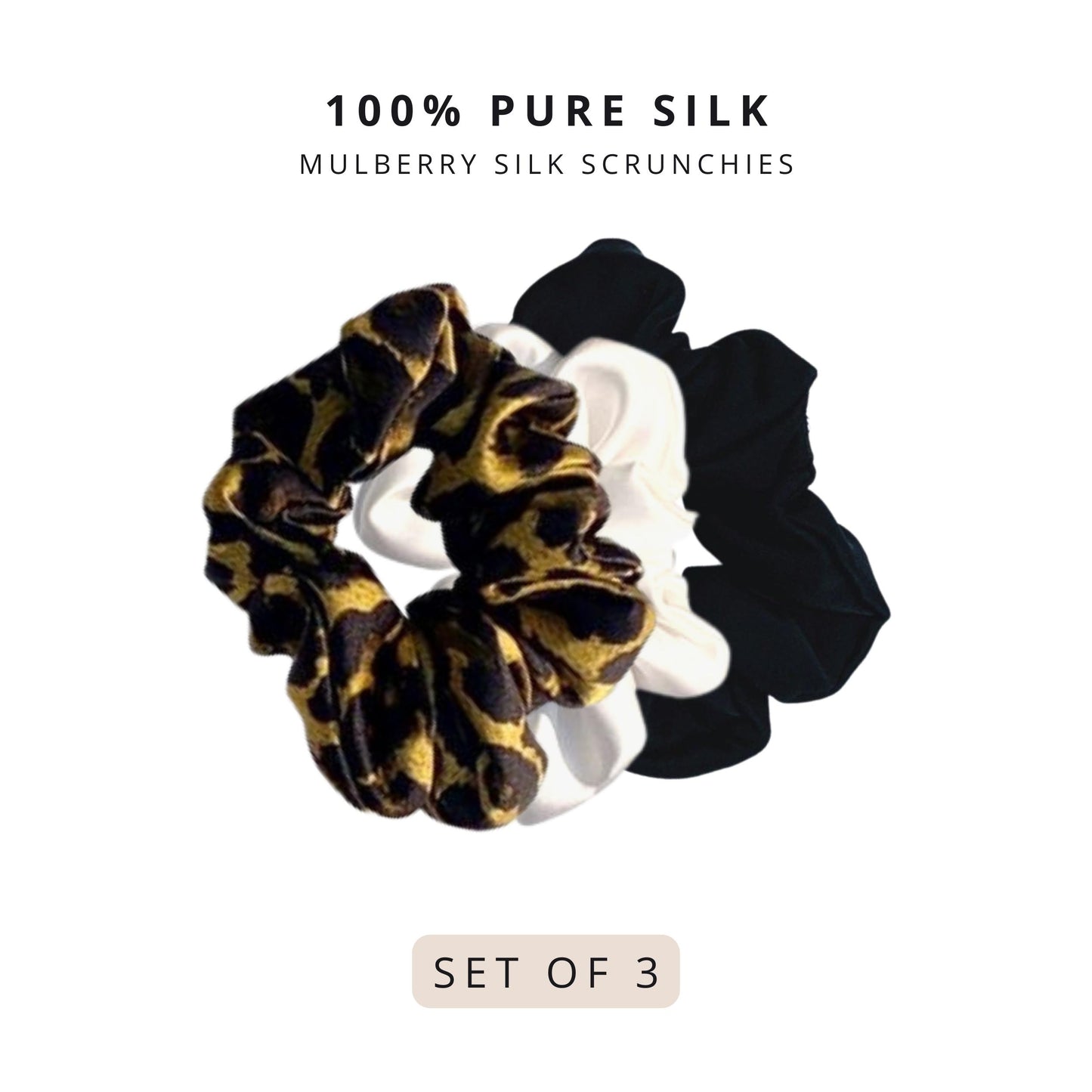 Mulberry Silk Scrunchies - Set of 3 - Ahé Naturals