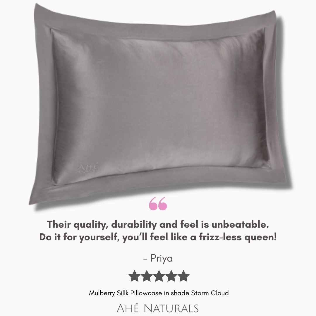 Mulberry Silk Pillowcase (Anti-Split-Ends) Storm Cloud - Ahé Naturals