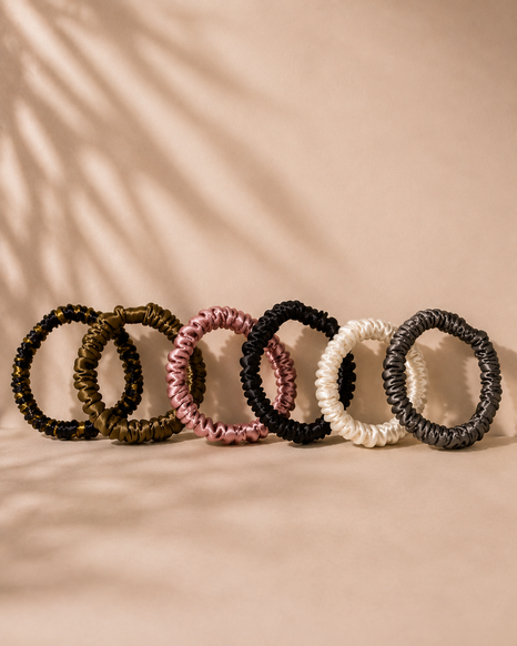 Mini Mulberry Silk Scrunchies - Set of 6