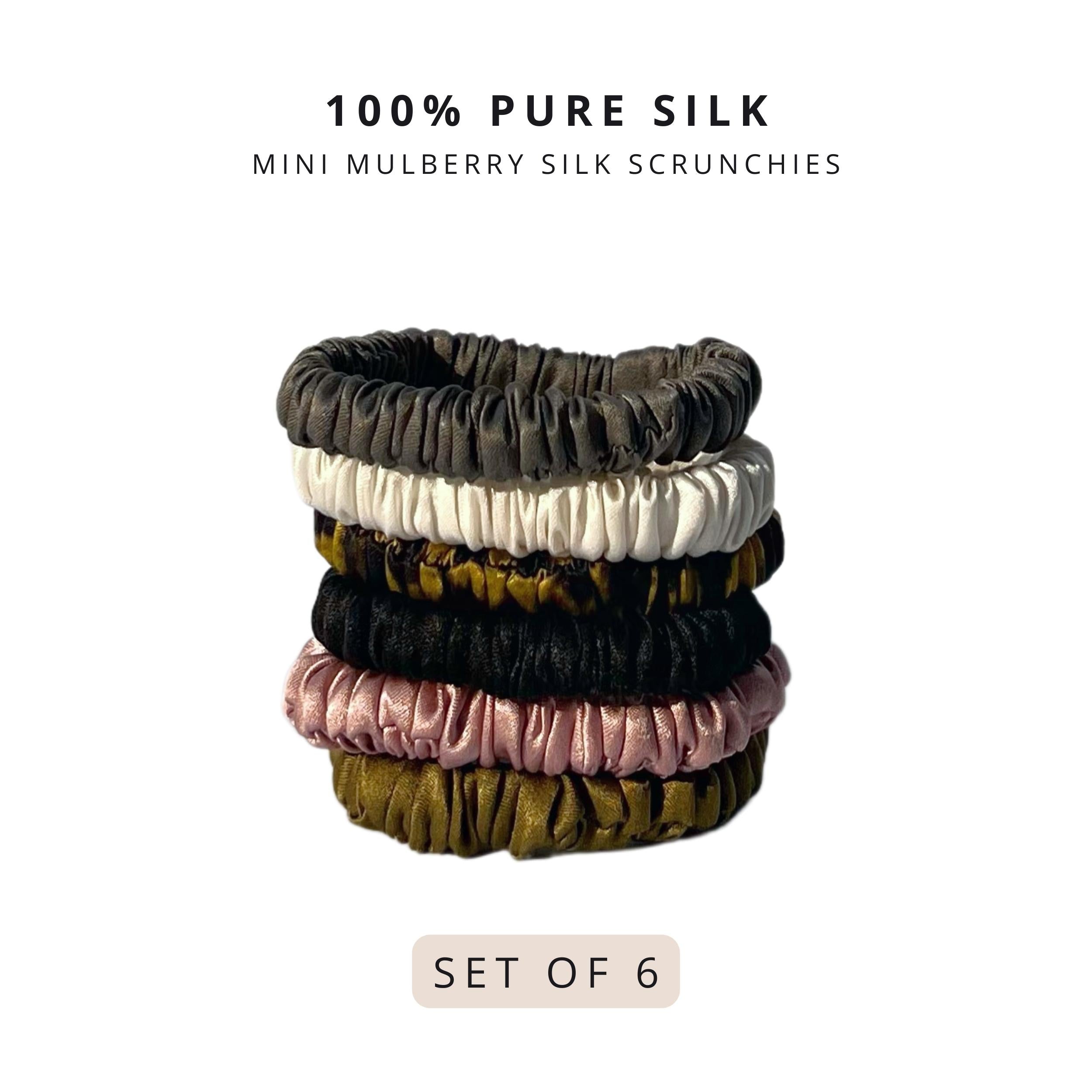 Mini Mulberry Silk Scrunchies - Set of 6 - Ahé Naturals