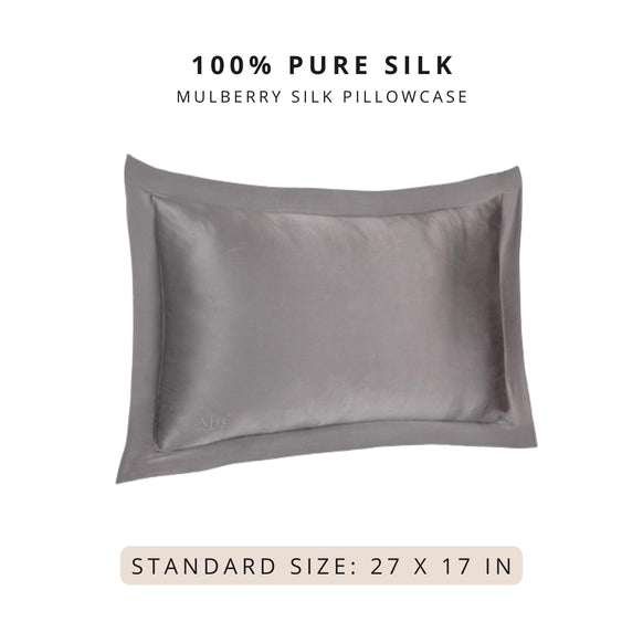 Mulberry Silk Pillowcase (Anti-Split-Ends) Storm Cloud - Ahé Naturals